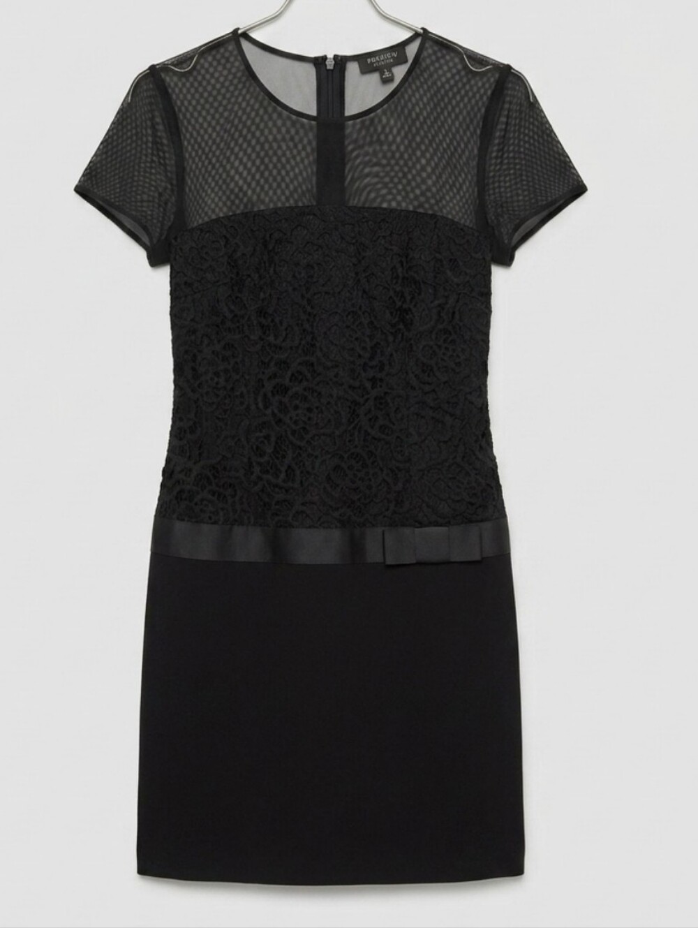 Ann TaylornBlack Lace Bodice Mesh Yoke Sheath Dress Sz 4